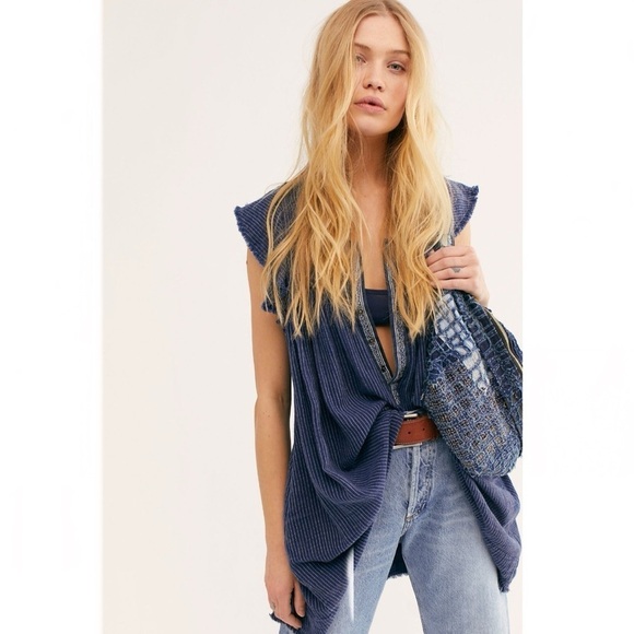 Free People Blue Ridge Indigo Top - Picture 1 of 8